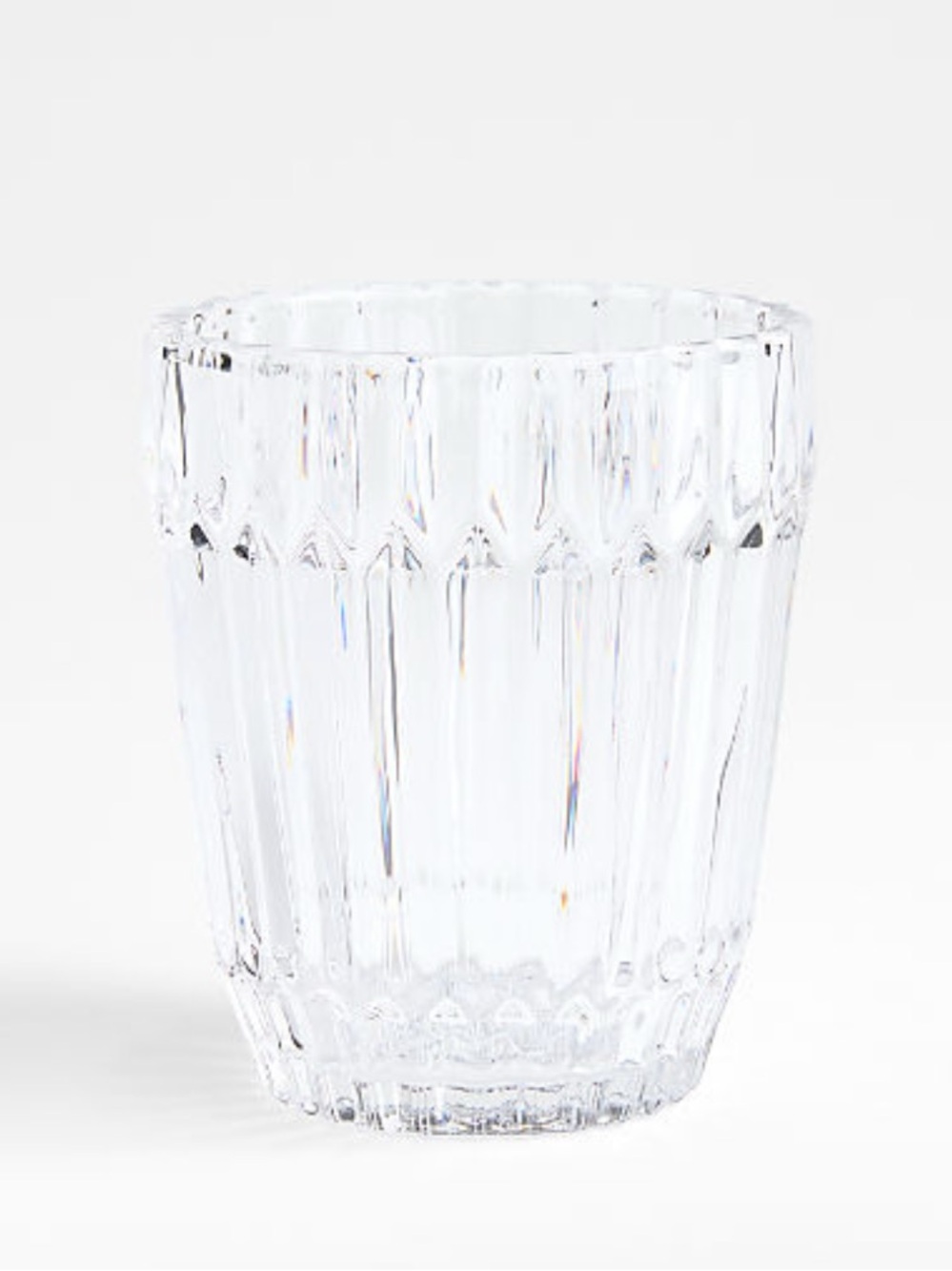New! Crate&Barrel Clear Ribbed Glass Double Old-Fashioned, Set of 4